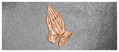 DNSEMP-L-516-BZ-SH-SL Bronze Praying Hands Shimmer Silver